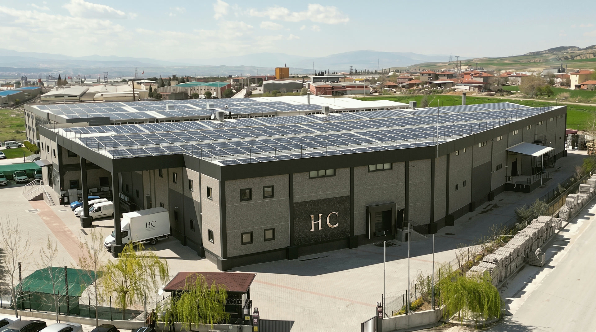 Aerial view of the HC Organize Tekstil factory