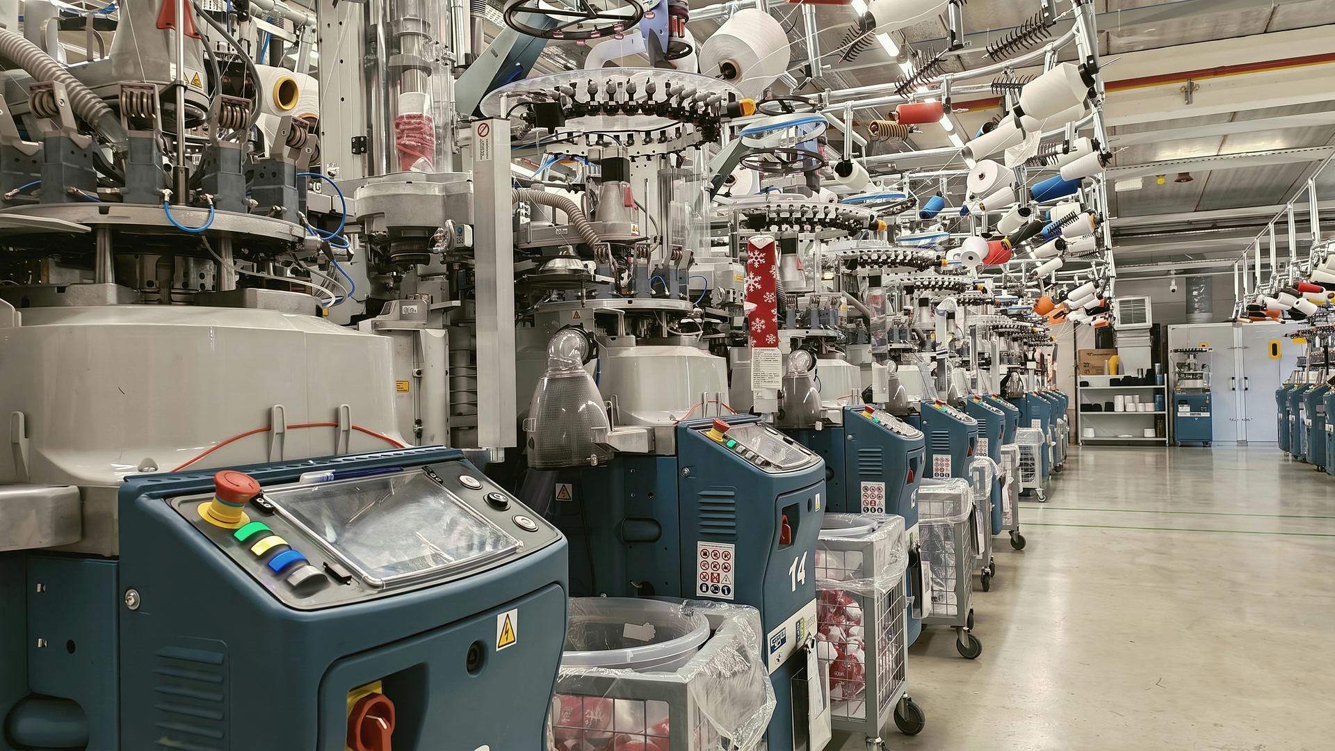Lonati sock knitting machines in a row