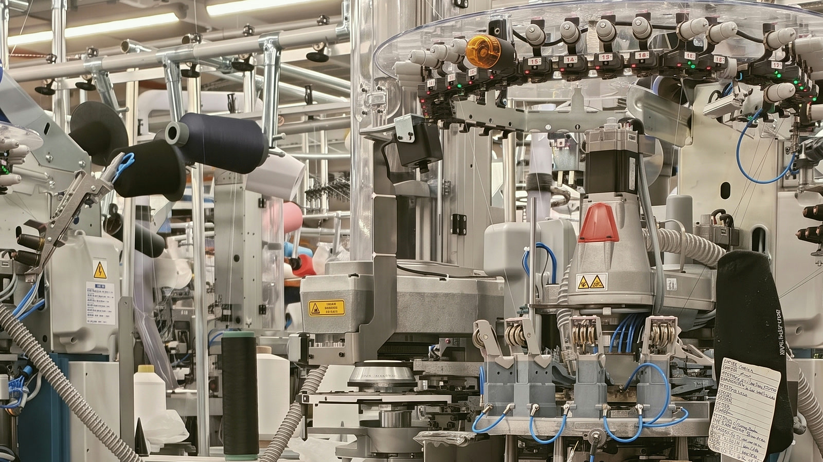 Tête d'une machine à tricoter les chaussettes Lonati