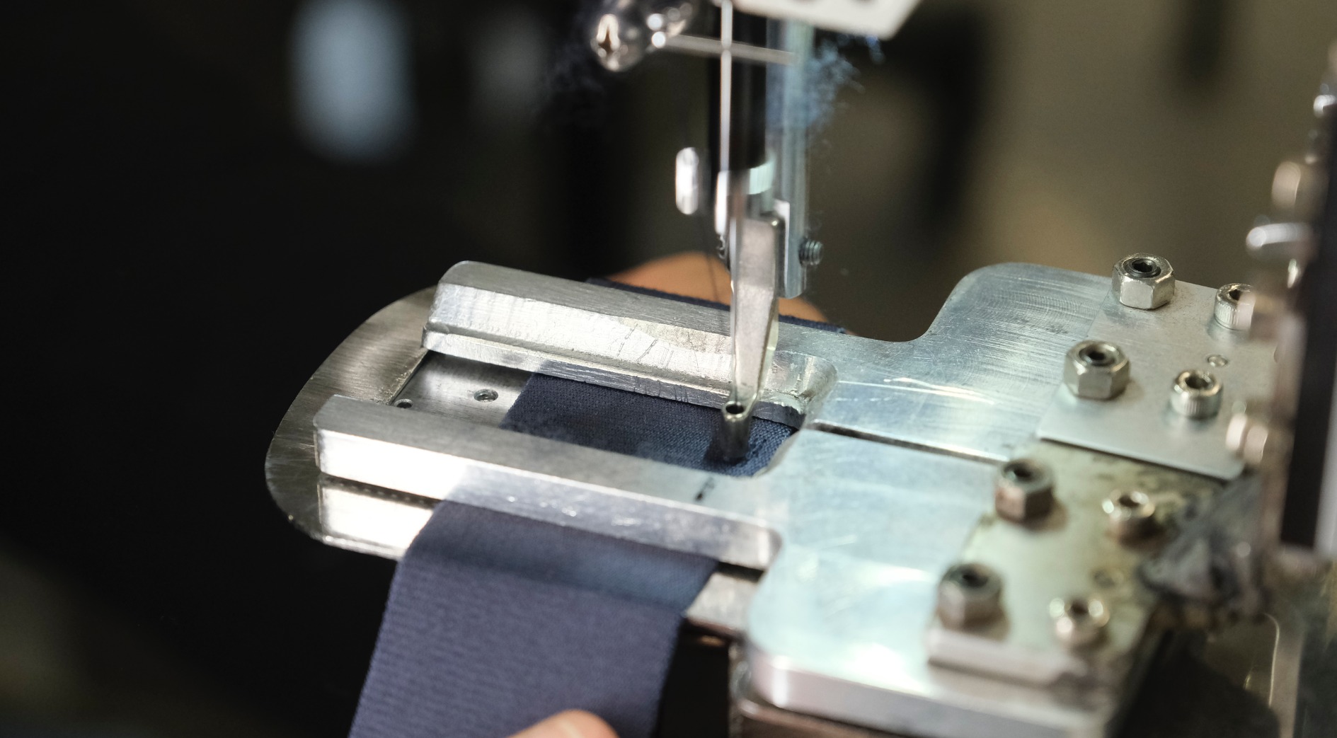 Knitted fabric on a sewing machine
